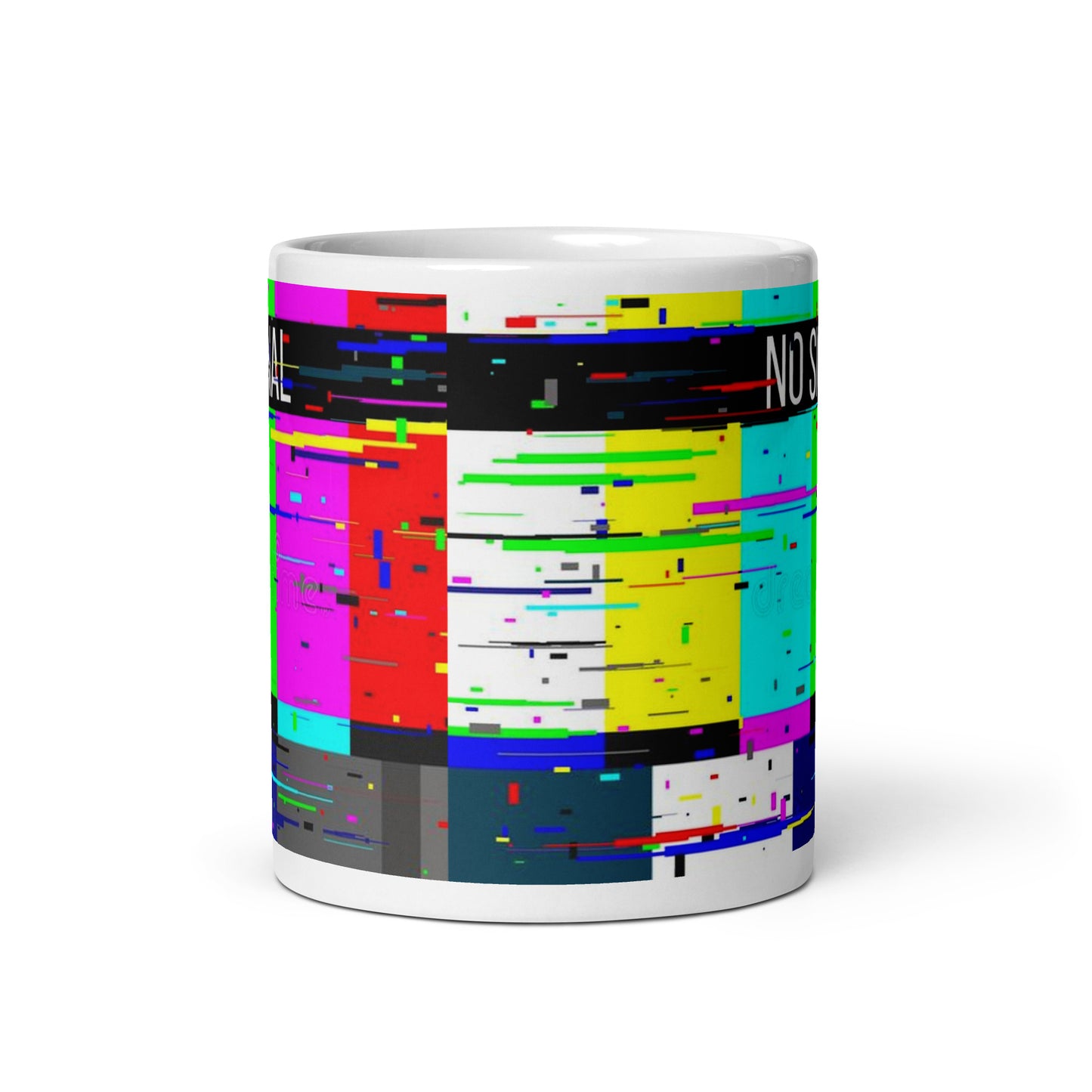 No Signal Retro TV Screen White glossy mug cup