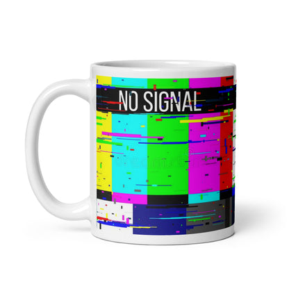 No Signal Retro TV Screen White glossy mug cup