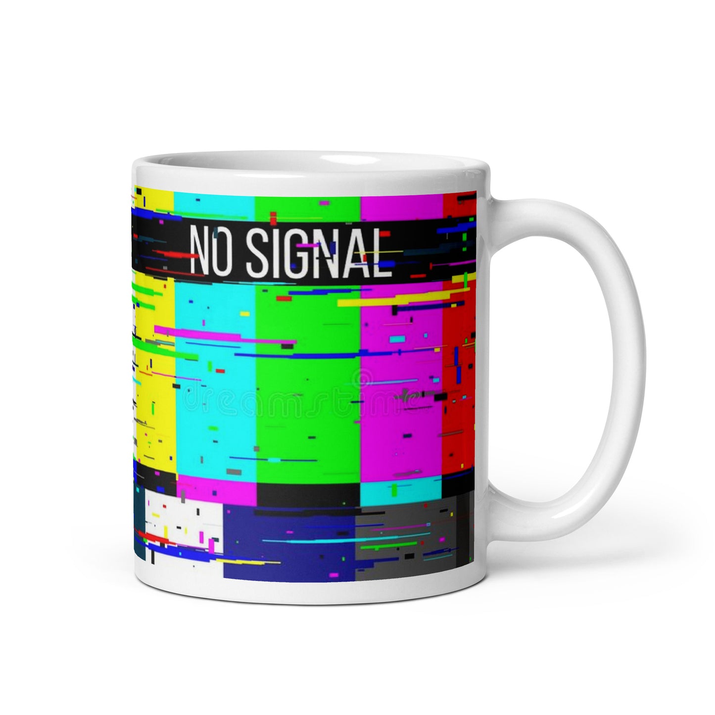 No Signal Retro TV Screen White glossy mug cup