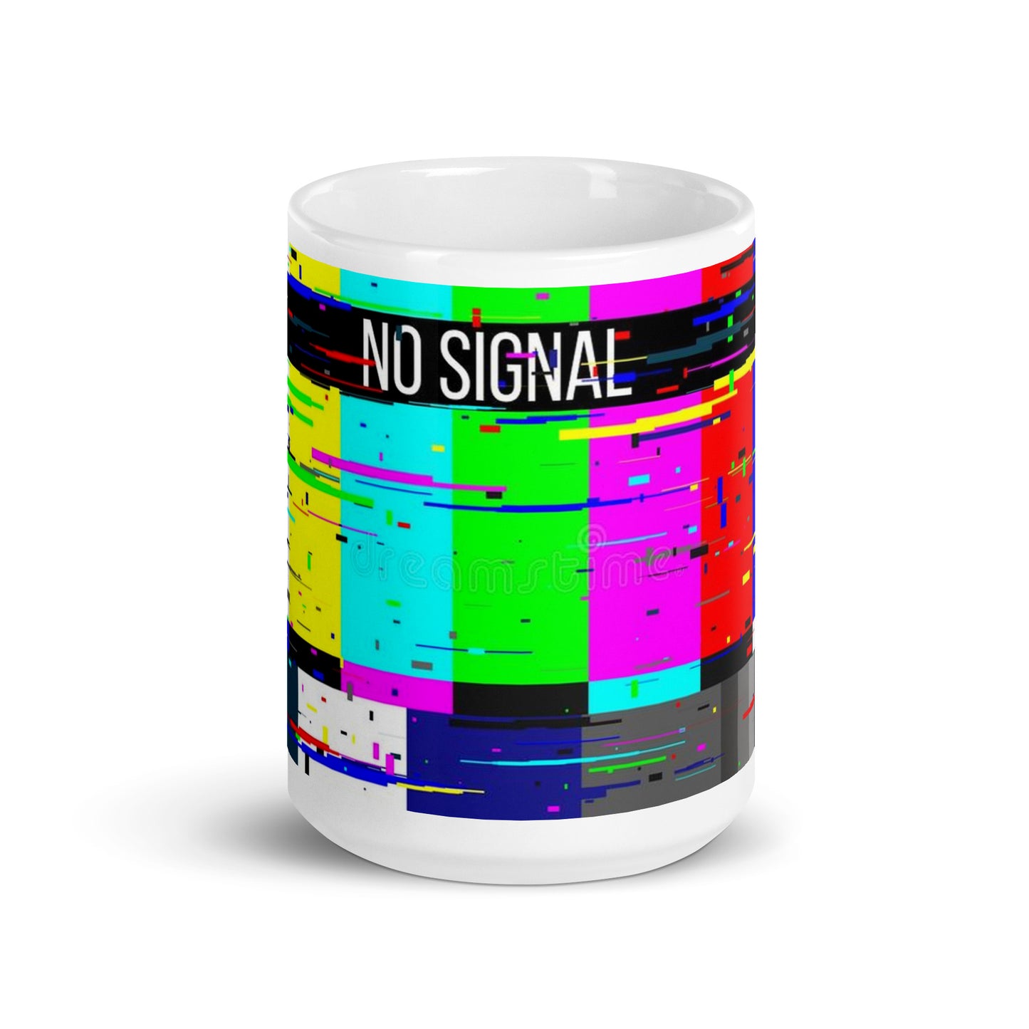 No Signal Retro TV Screen White glossy mug cup