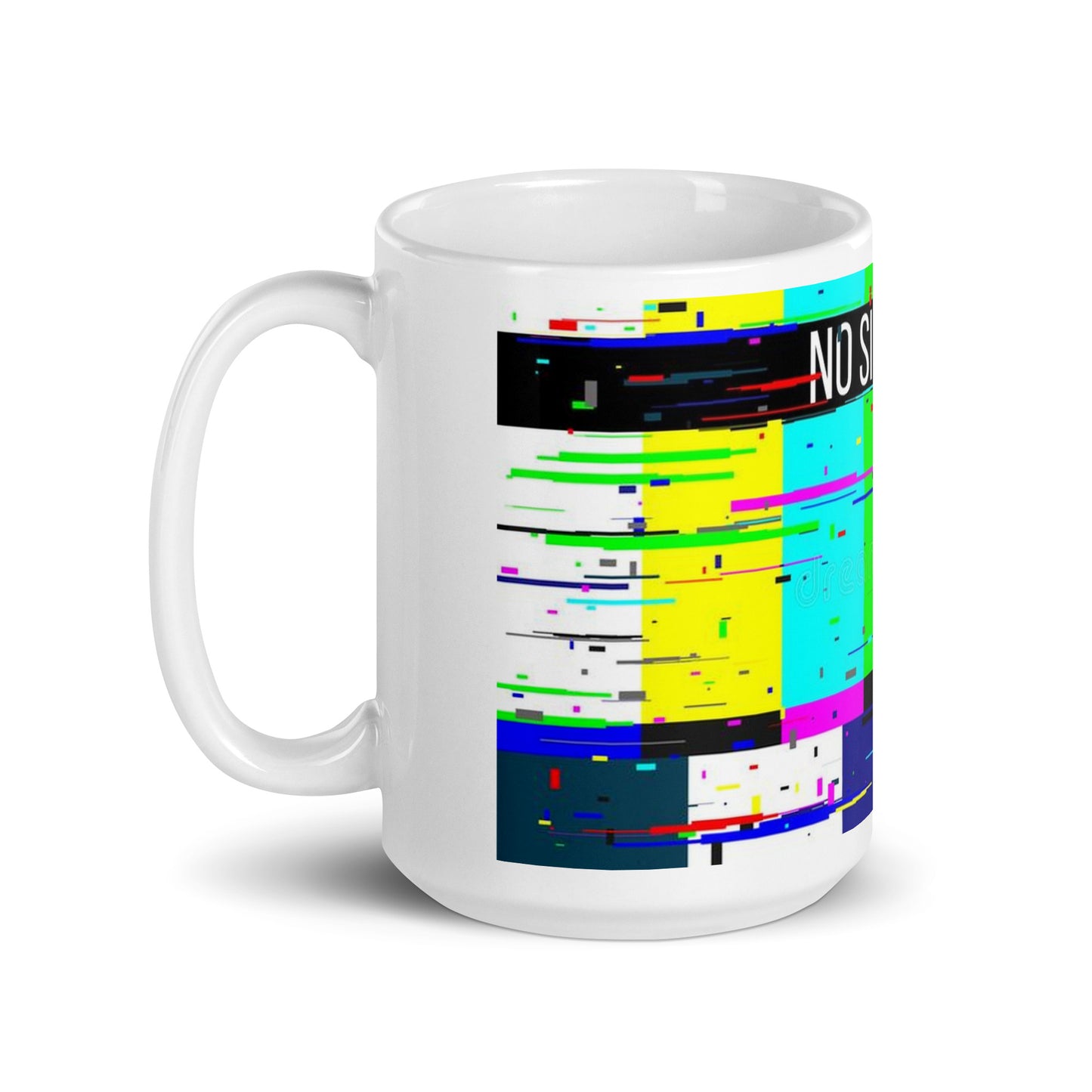 No Signal Retro TV Screen White glossy mug cup