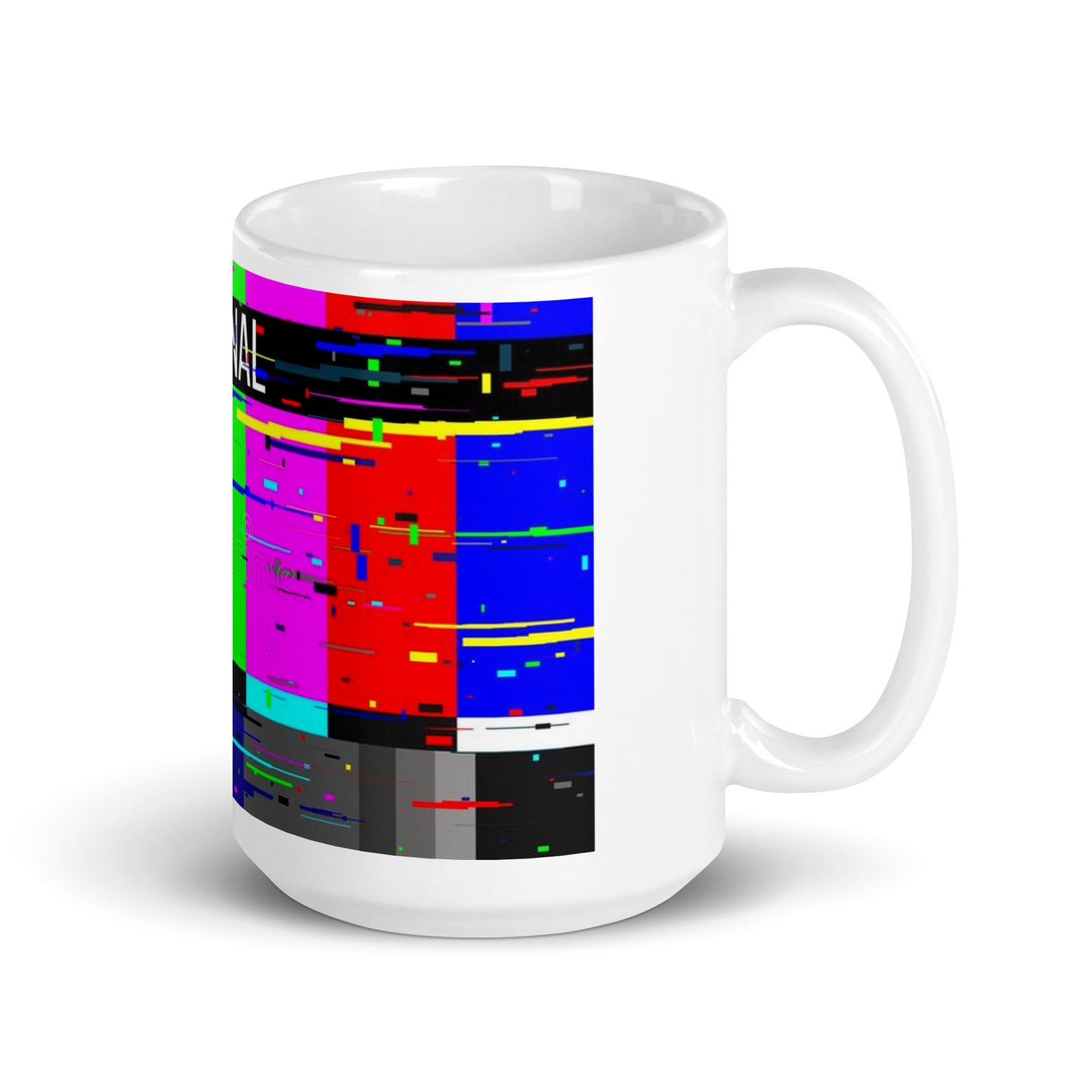 No Signal Retro TV Screen White glossy mug cup