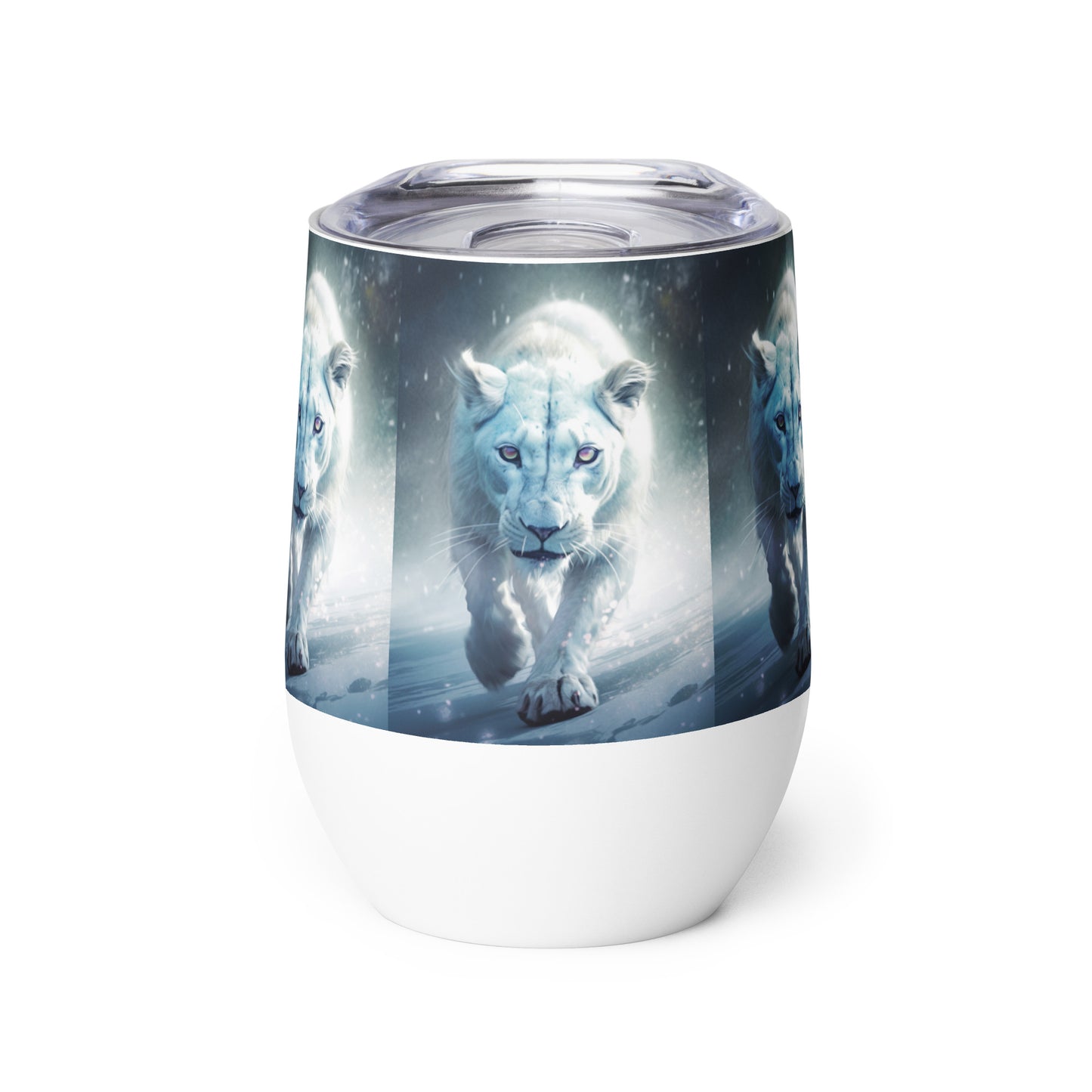 White Snow Lion Stainless Steel Wine tumbler cup