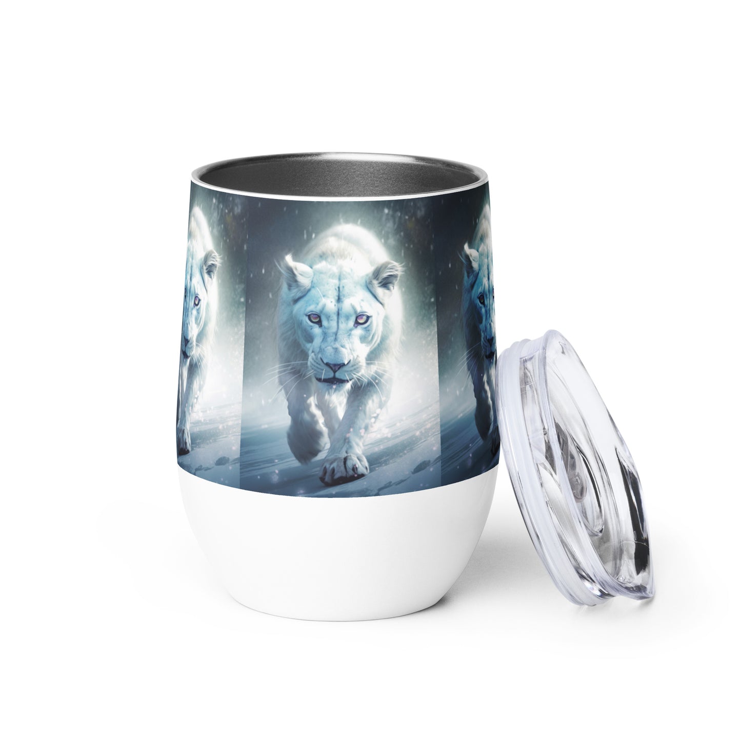 White Snow Lion Stainless Steel Wine tumbler cup